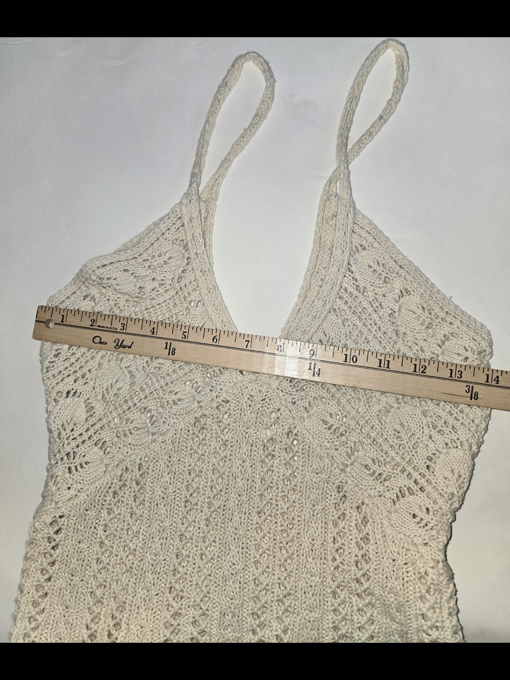By Together - Cream Boho Beachy Crochet V-Neck Spaghetti Strap Crop Tank Size S - Picture 7 of 13